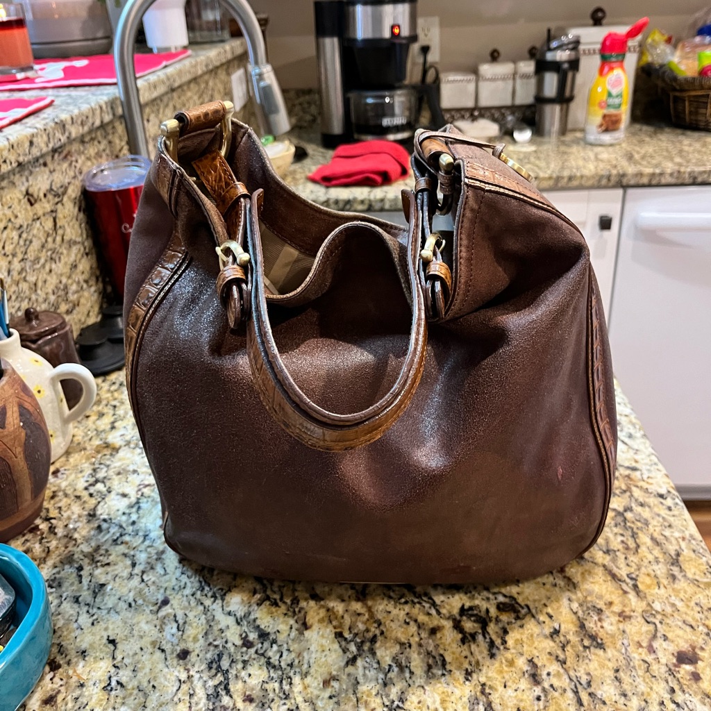 A Very Well Loved Authentic Brahmin Hobo Leather Handbag 13x17